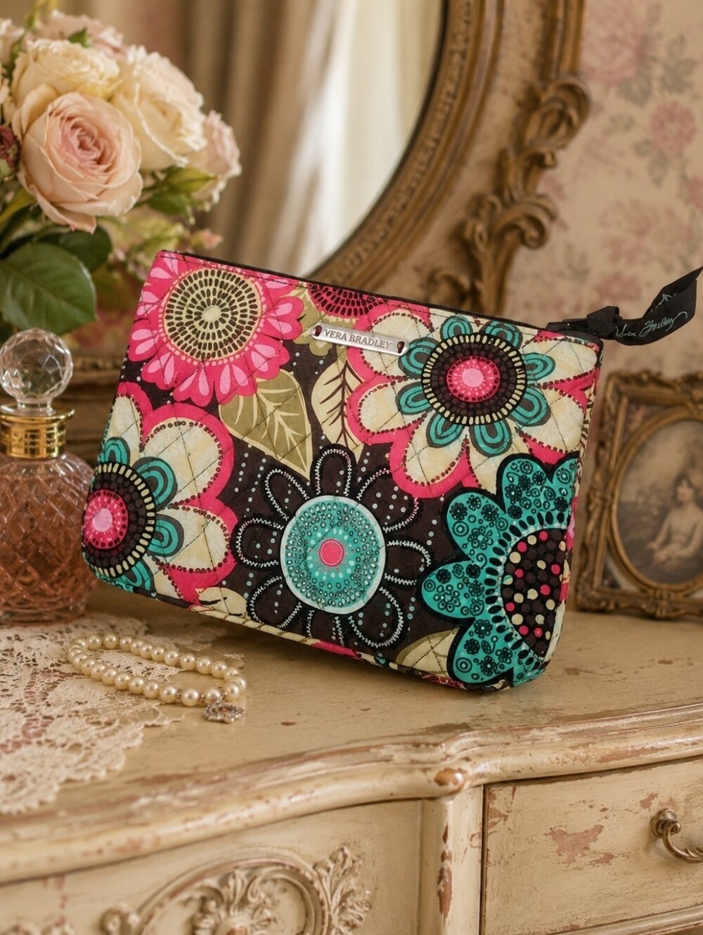 Vera Bradley Quilted Floral Cosmetic Bag